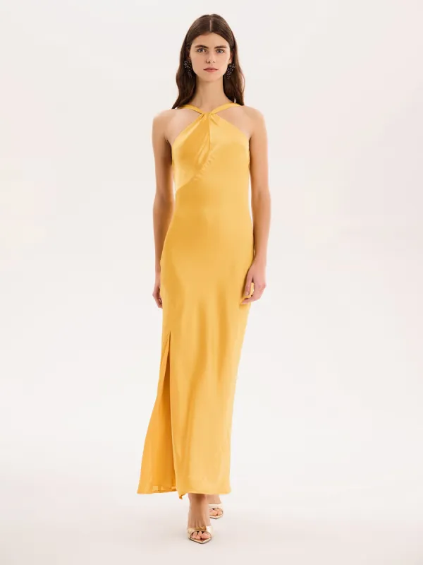 Alessia Dress in Egg Yolk Yellow sold by Omnes