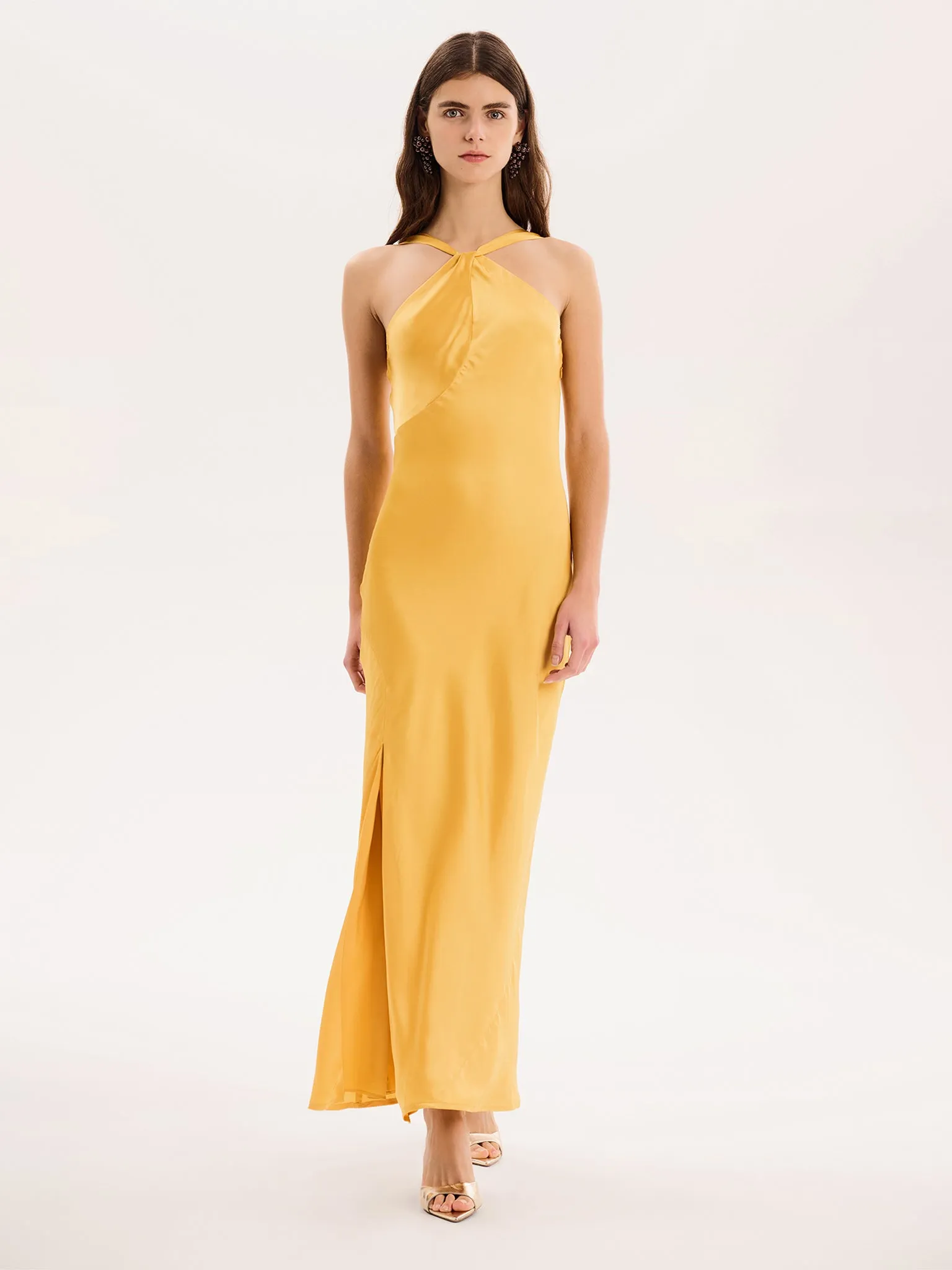 Alessia Dress in Egg Yolk Yellow sold by Omnes