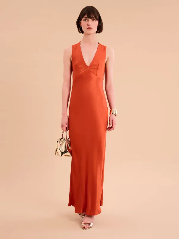 Nova Dress in Burnt Orange sold by Omnes