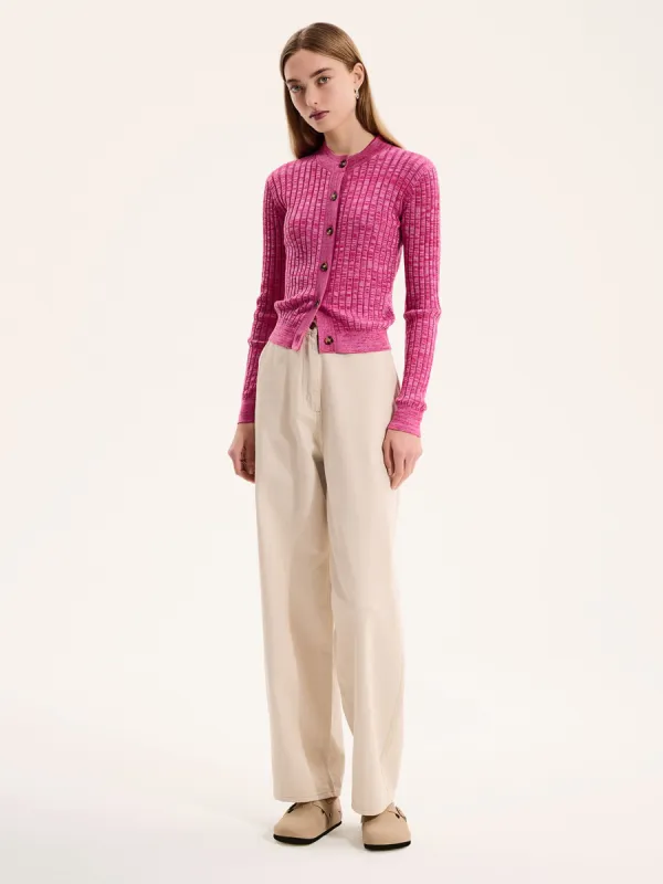 Daisy Cardigan in Space Dye Pink sold by Omnes