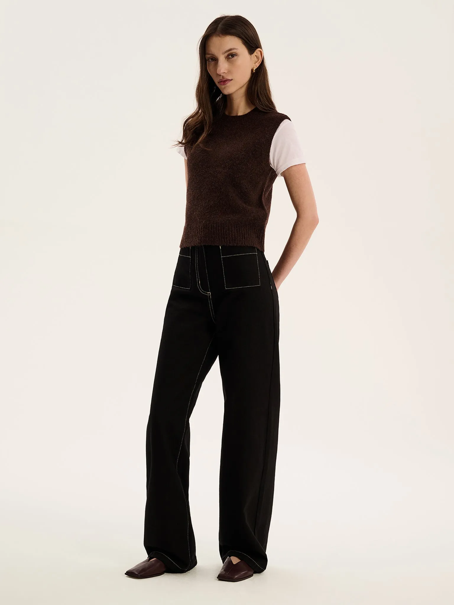 Bob Sweater Vest in Coffee sold by Omnes product image thumbnail 2