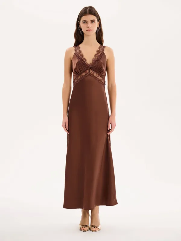 Aurelia Dress in Chocolate sold by Omnes