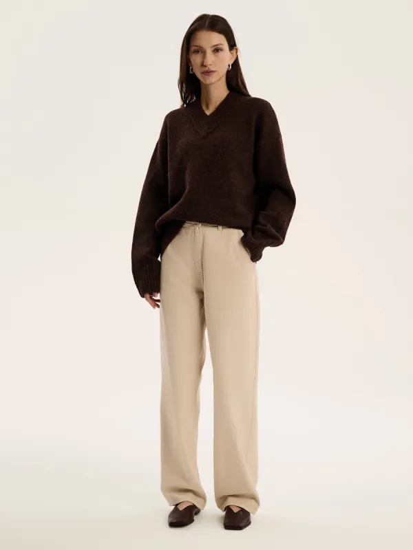 Mandarin Jumper in Coffee sold by Omnes