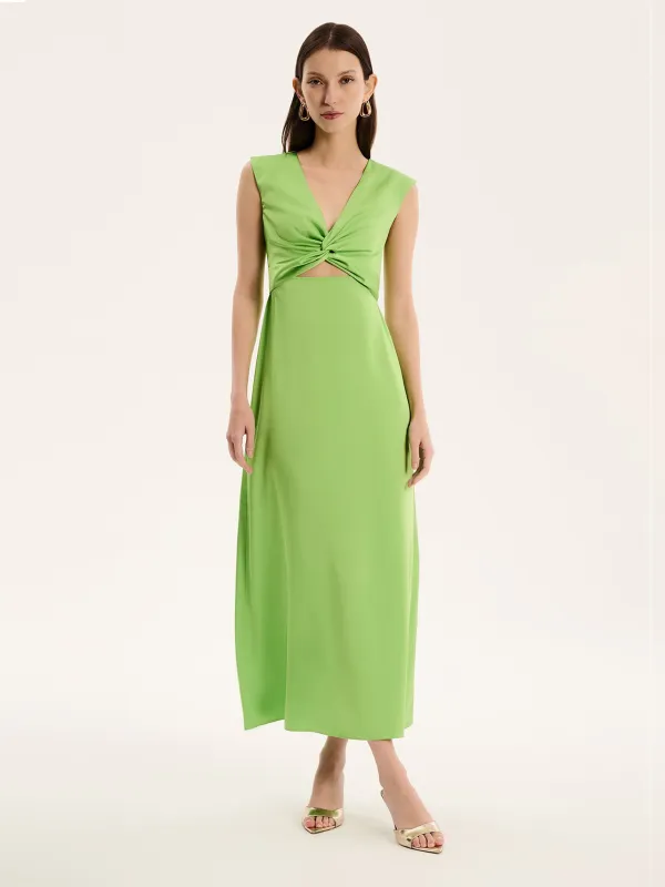 Marin Twist Satin Dress in Green sold by Omnes