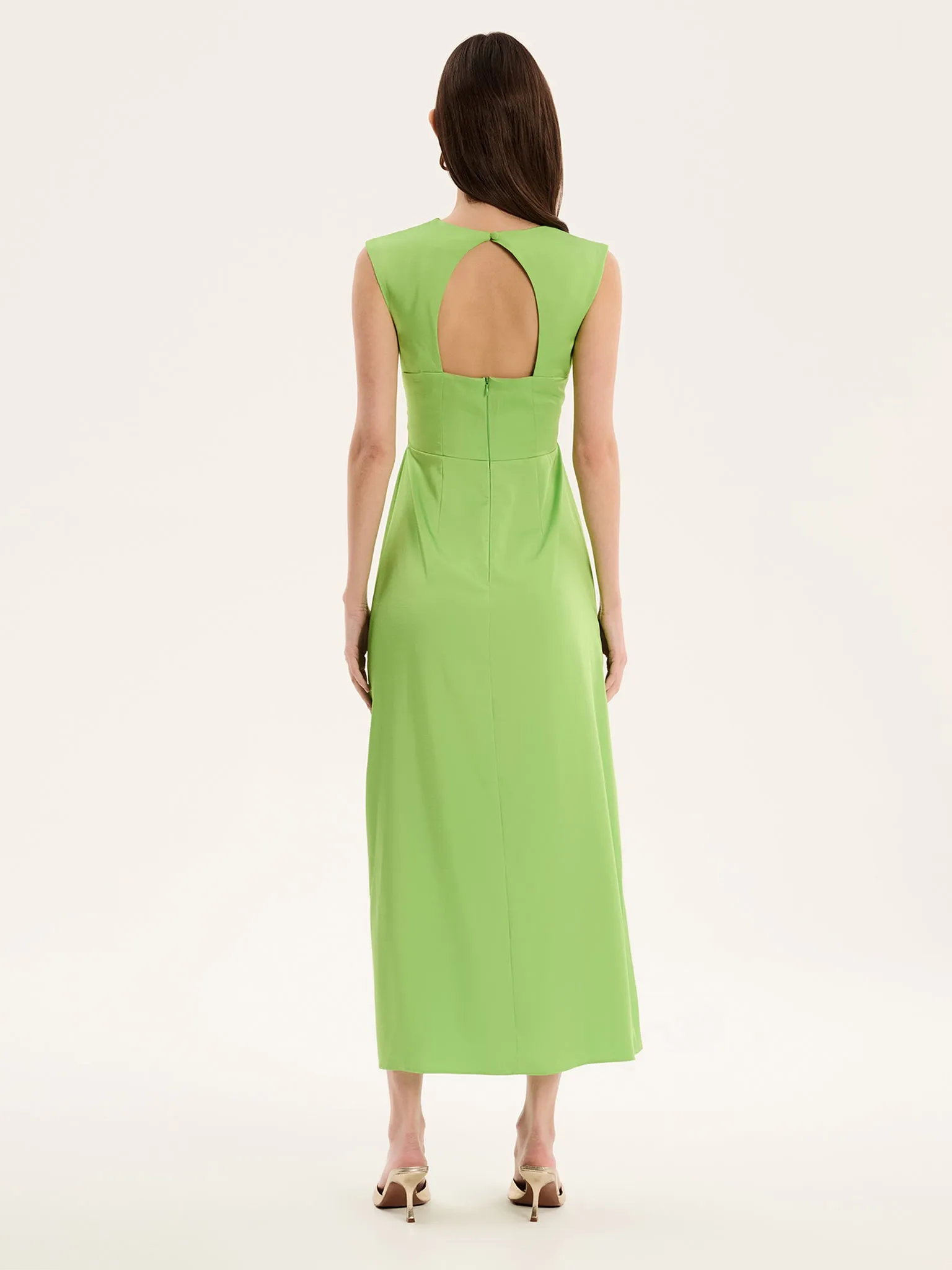 Marin Twist Satin Dress in Green sold by Omnes product image thumbnail 3