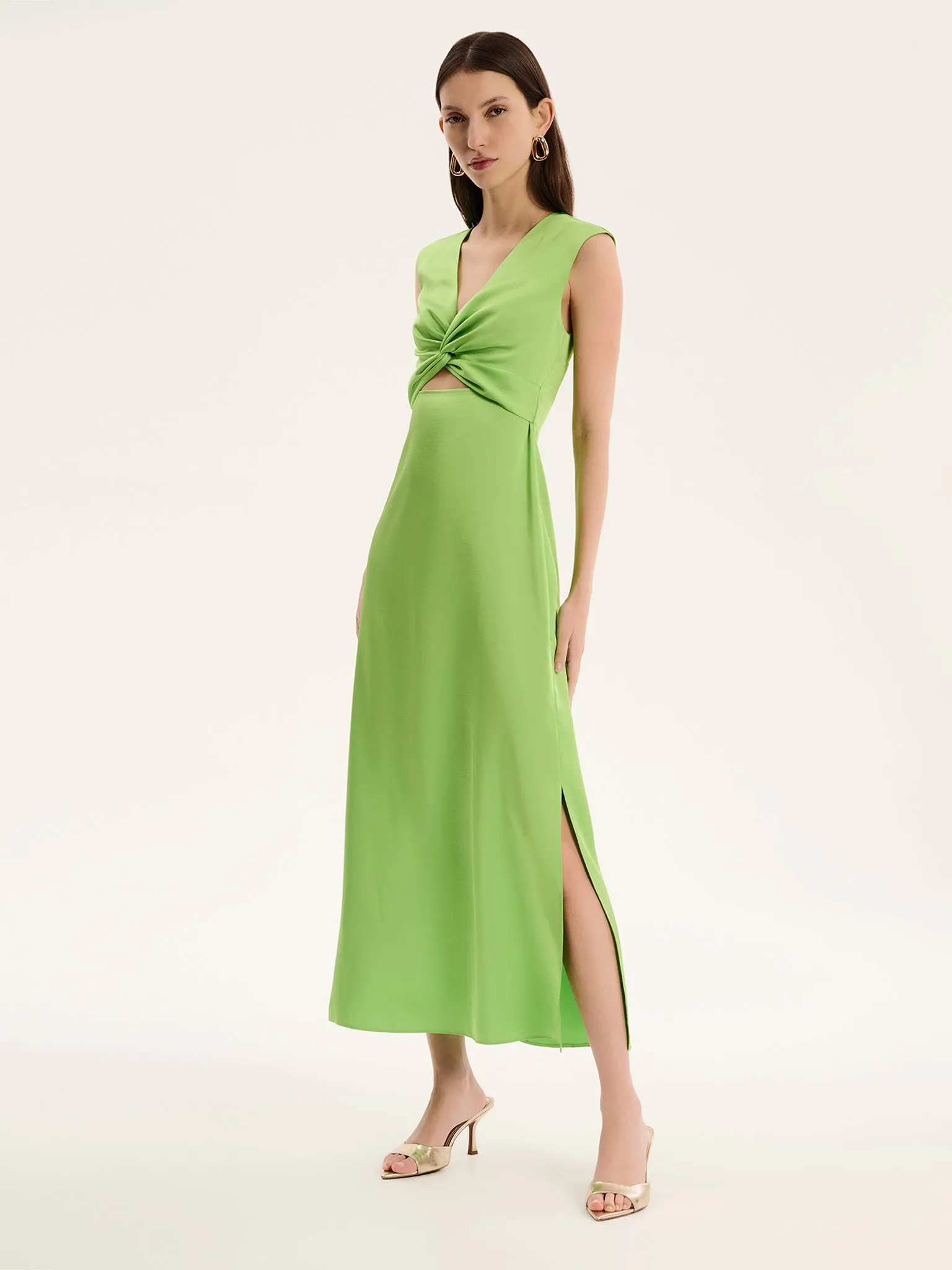 Marin Twist Satin Dress in Green sold by Omnes product image thumbnail 2