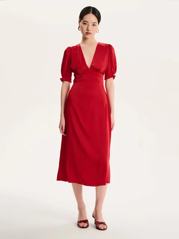 Odette Dress in Barbados Cherry sold by Omnes