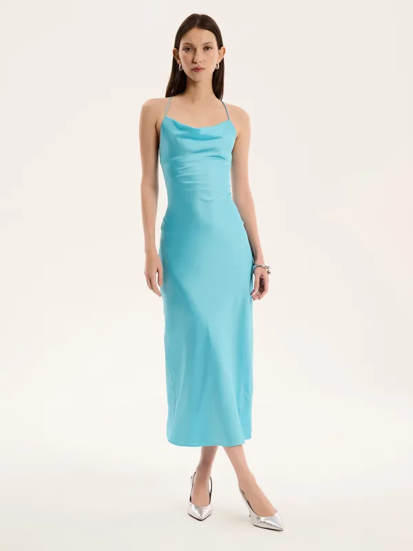 Riviera Midi Dress in Turquoise sold by Omnes