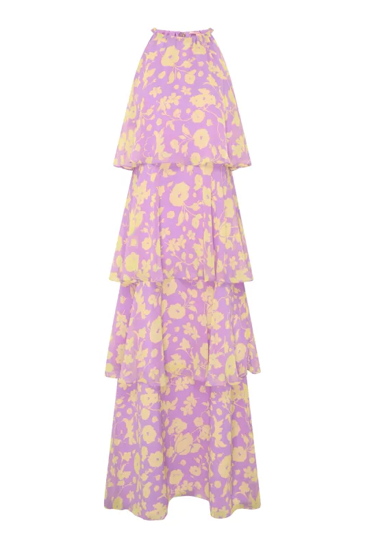 Cleo Floral Dress in Lilac Floral sold by Omnes