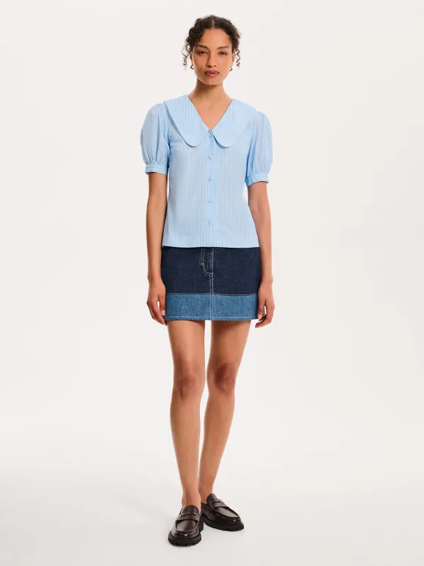 Kyra Shirt in Blue and White Stripe sold by Omnes