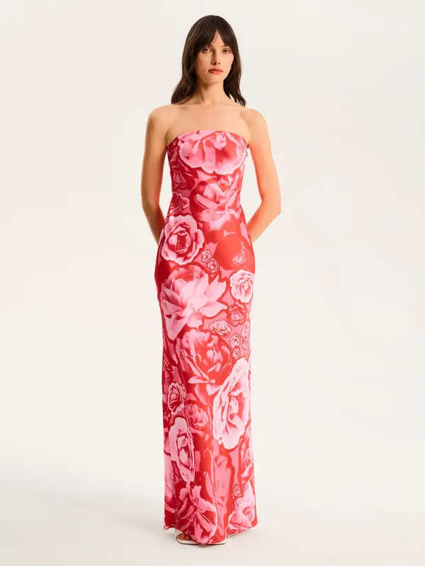 Amdra Maxi Dress in Red Floral sold by Omnes