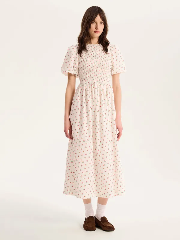 Terri Midi Dress in White sold by Omnes