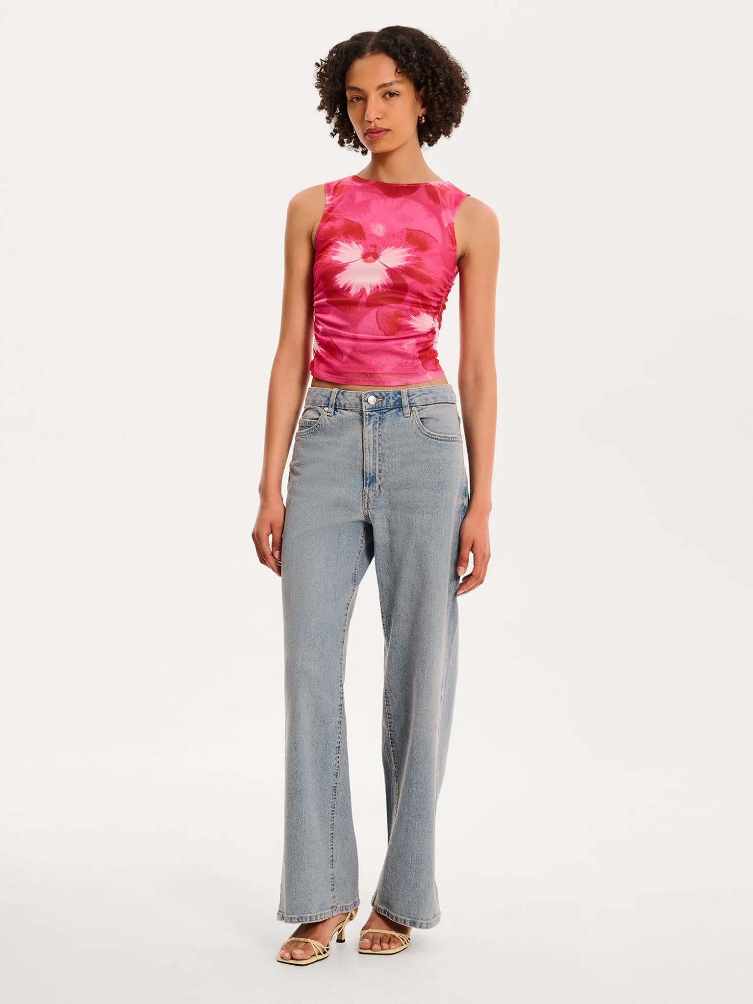 Delia Top in Brightest Floral Pink Print sold by Omnes product image thumbnail 3