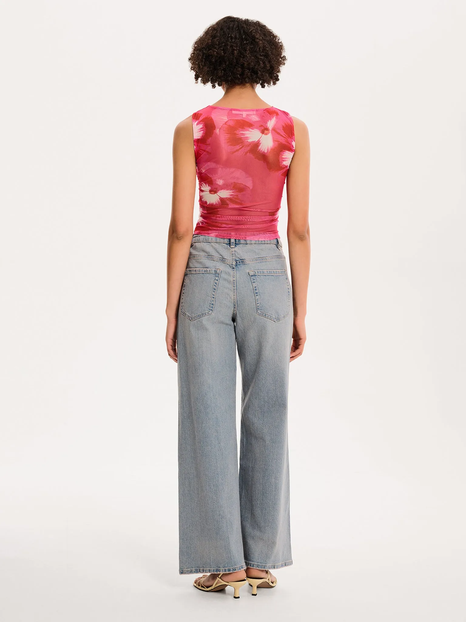 Delia Top in Brightest Floral Pink Print sold by Omnes product image thumbnail 4