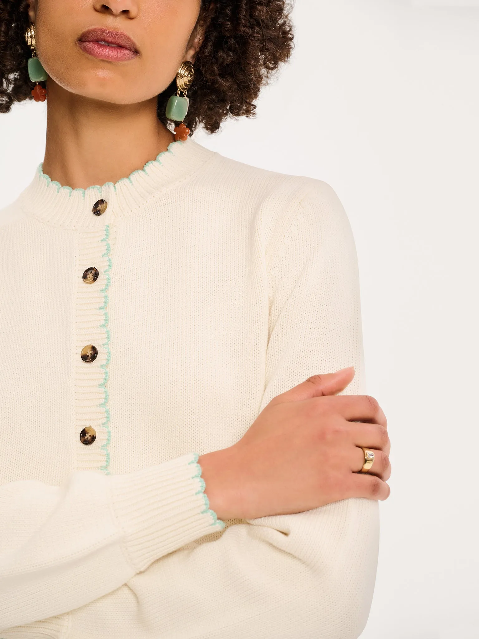 Flynn Cardigan in Cream sold by Omnes product image thumbnail 5