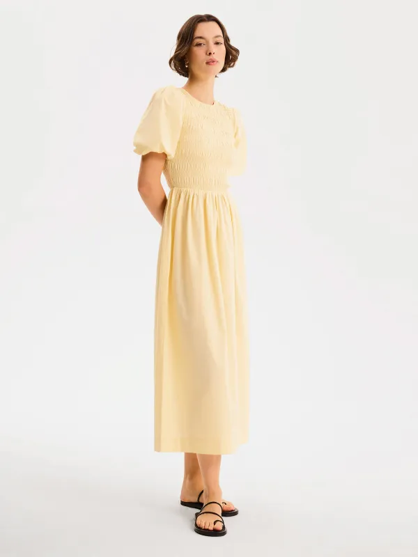 Terri Midi Dress in Butter Yellow sold by Omnes