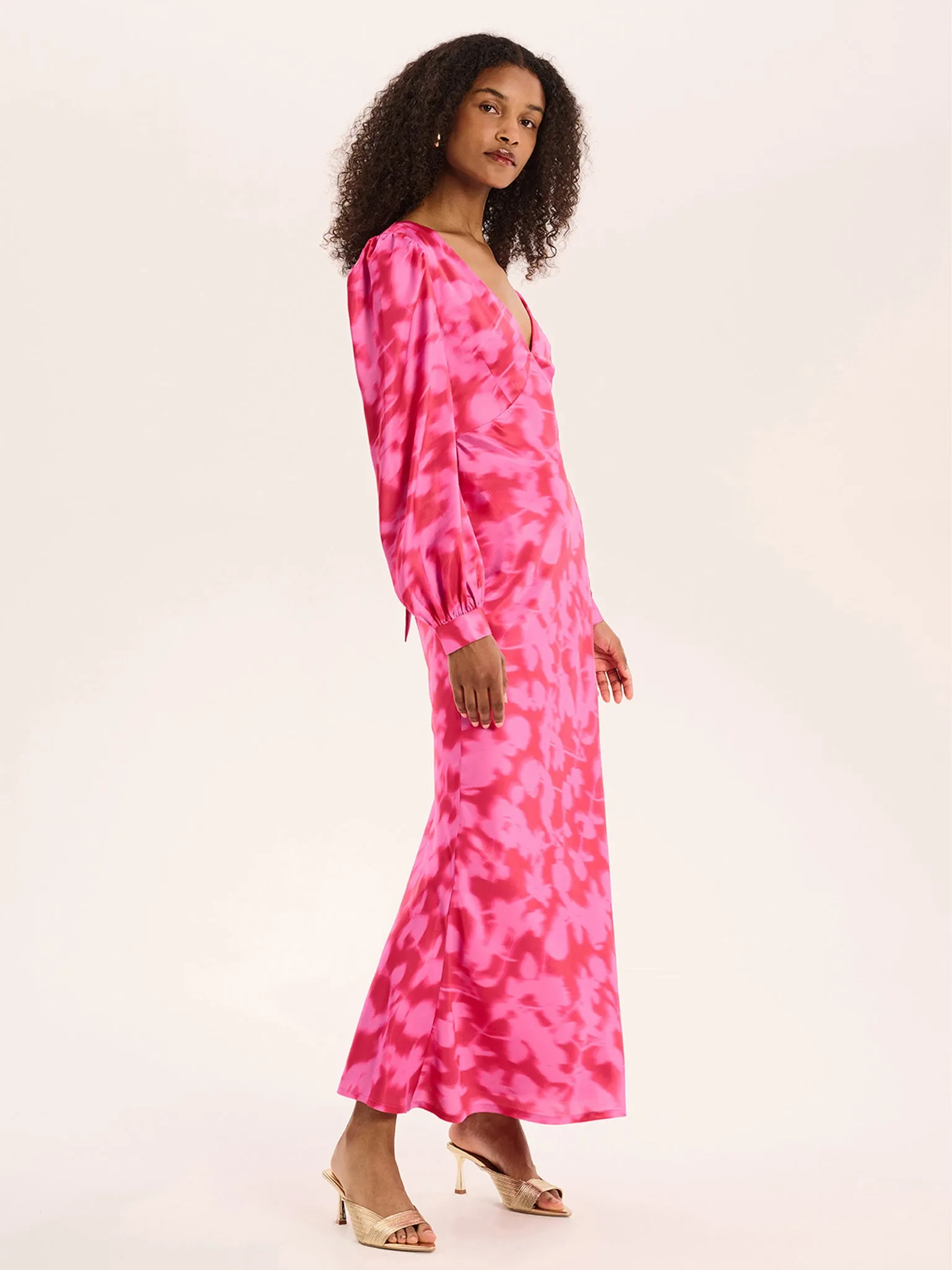 Francoise Dress in Magenta Blurred Floral sold by Omnes product image thumbnail 3