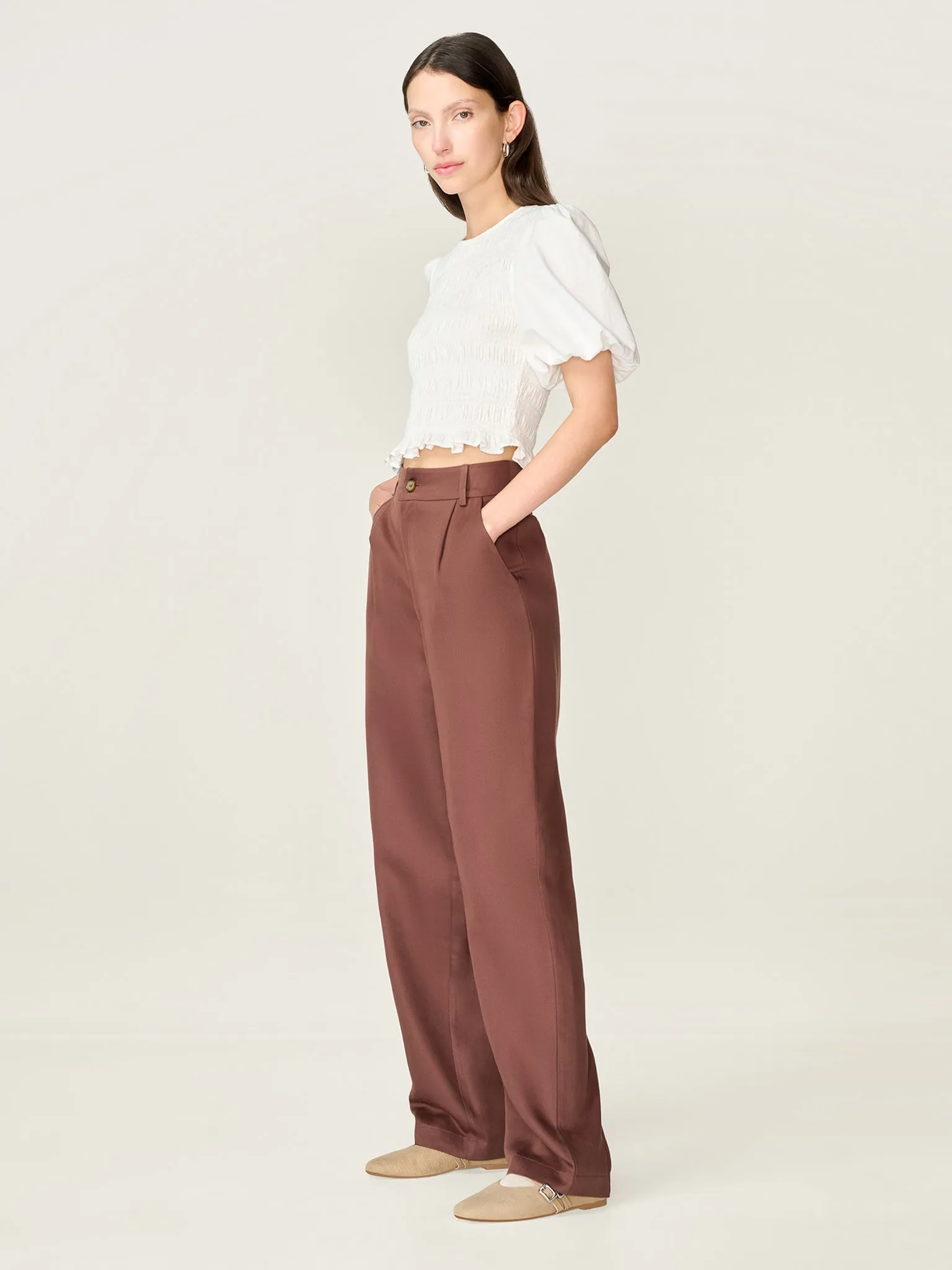 Cinnamon Trouser in Chocolate sold by Omnes