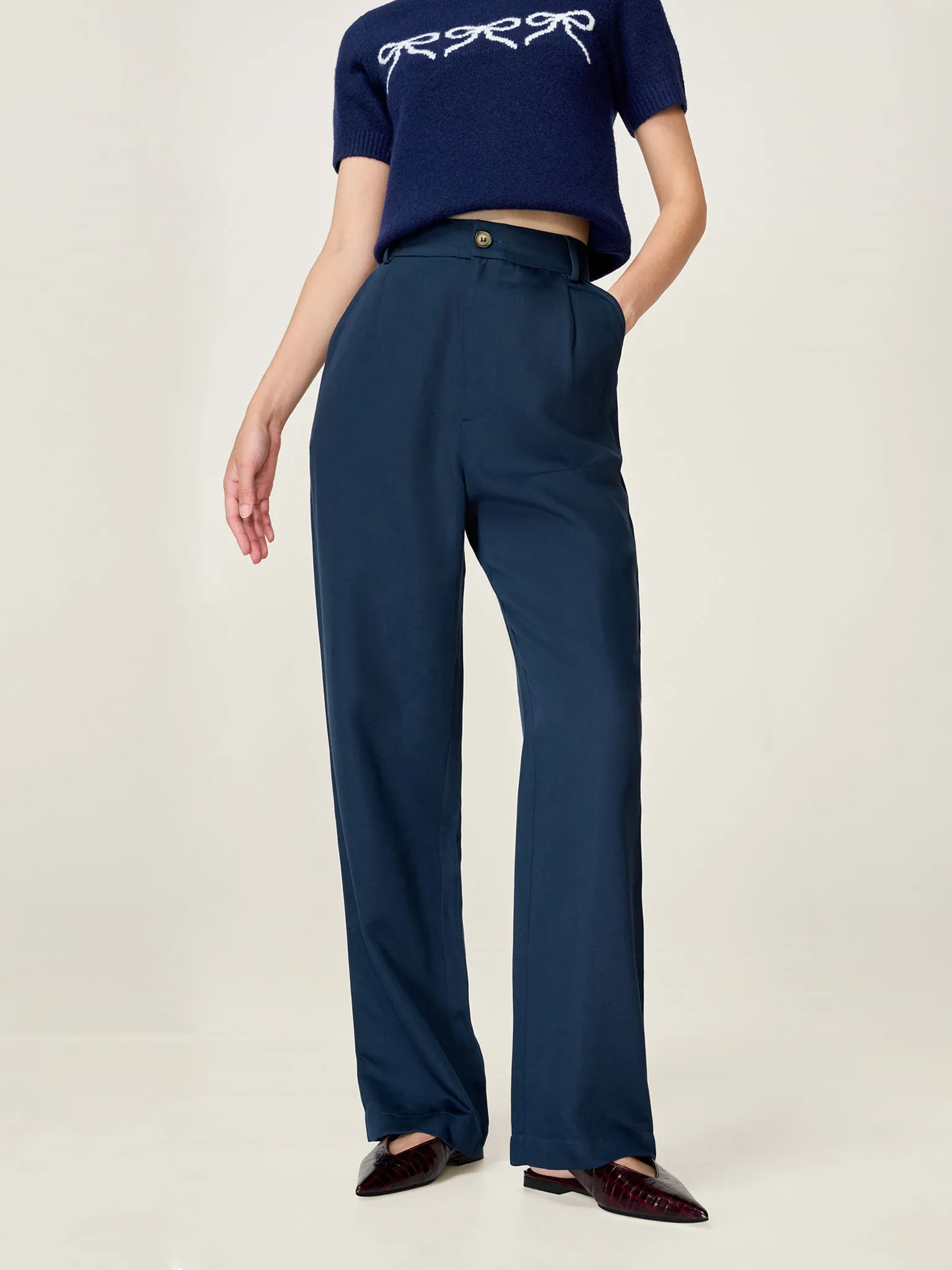 Cinnamon Trouser in Navy sold by Omnes product image thumbnail 4