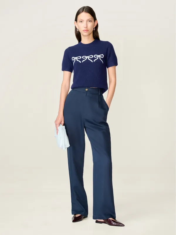 Cinnamon Trouser in Navy sold by Omnes