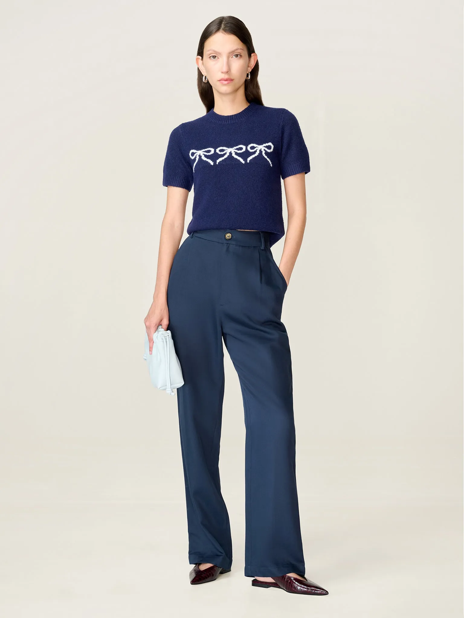 Cinnamon Trouser in Navy sold by Omnes