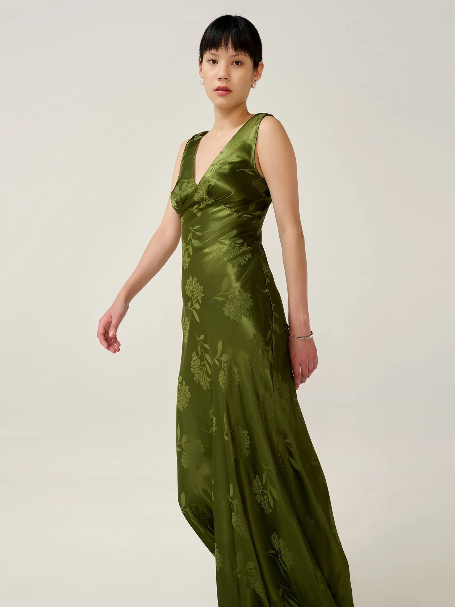 Iris Jacquard Dress in Pear Green sold by Omnes product image thumbnail 5