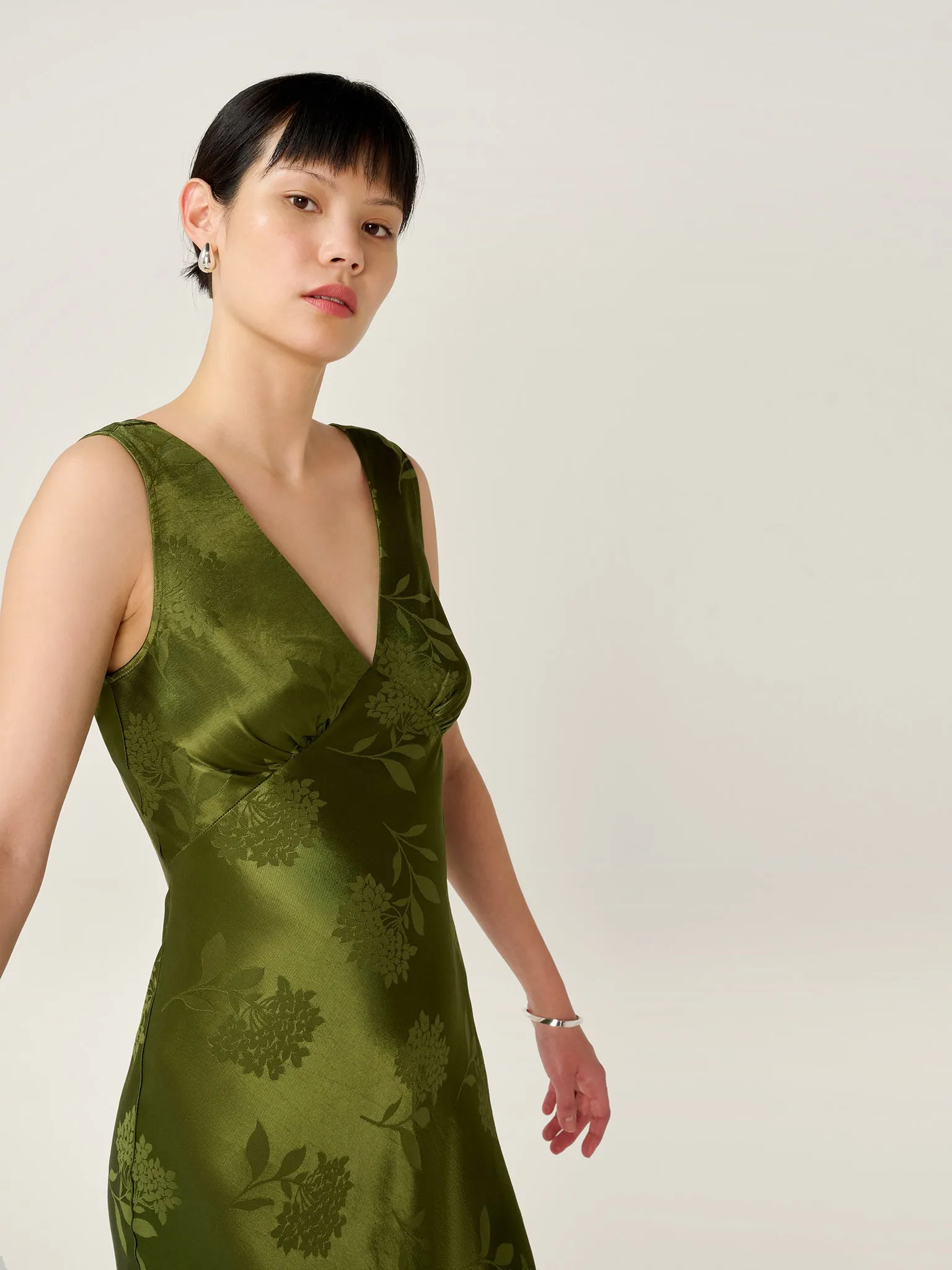 Iris Jacquard Dress in Pear Green sold by Omnes product image thumbnail 4