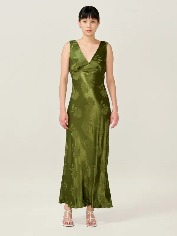 Iris Jacquard Dress in Pear Green sold by Omnes