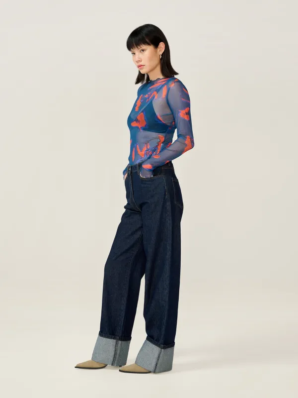 Lorrie Mesh Top in Falling Leaf Print sold by Omnes