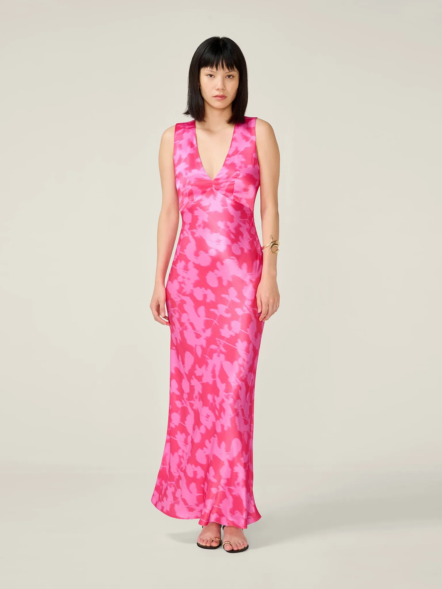 Nova Dress in Blurred Floral Magenta sold by Omnes