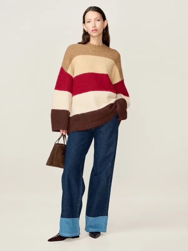 STUDIO OMNES Constance Stripe Jumper in Brown made by Omnes