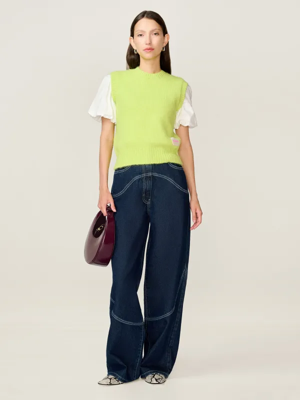 STUDIO OMNES Riri Vest in Lime sold by Omnes