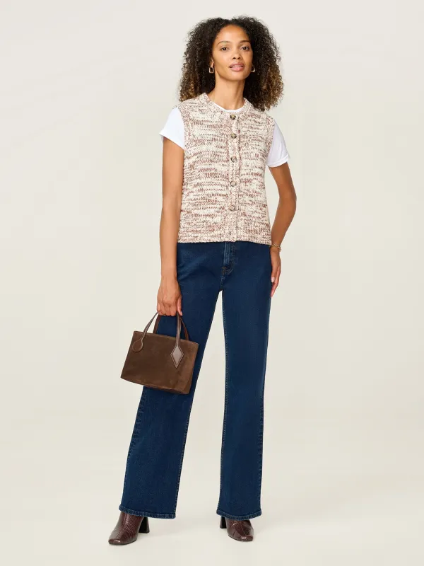 STUDIO OMNES Matilda Vest in Brown and Cream sold by Omnes