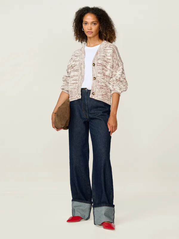 STUDIO OMNES Hopper Cardigan in Brown and Cream sold by Omnes