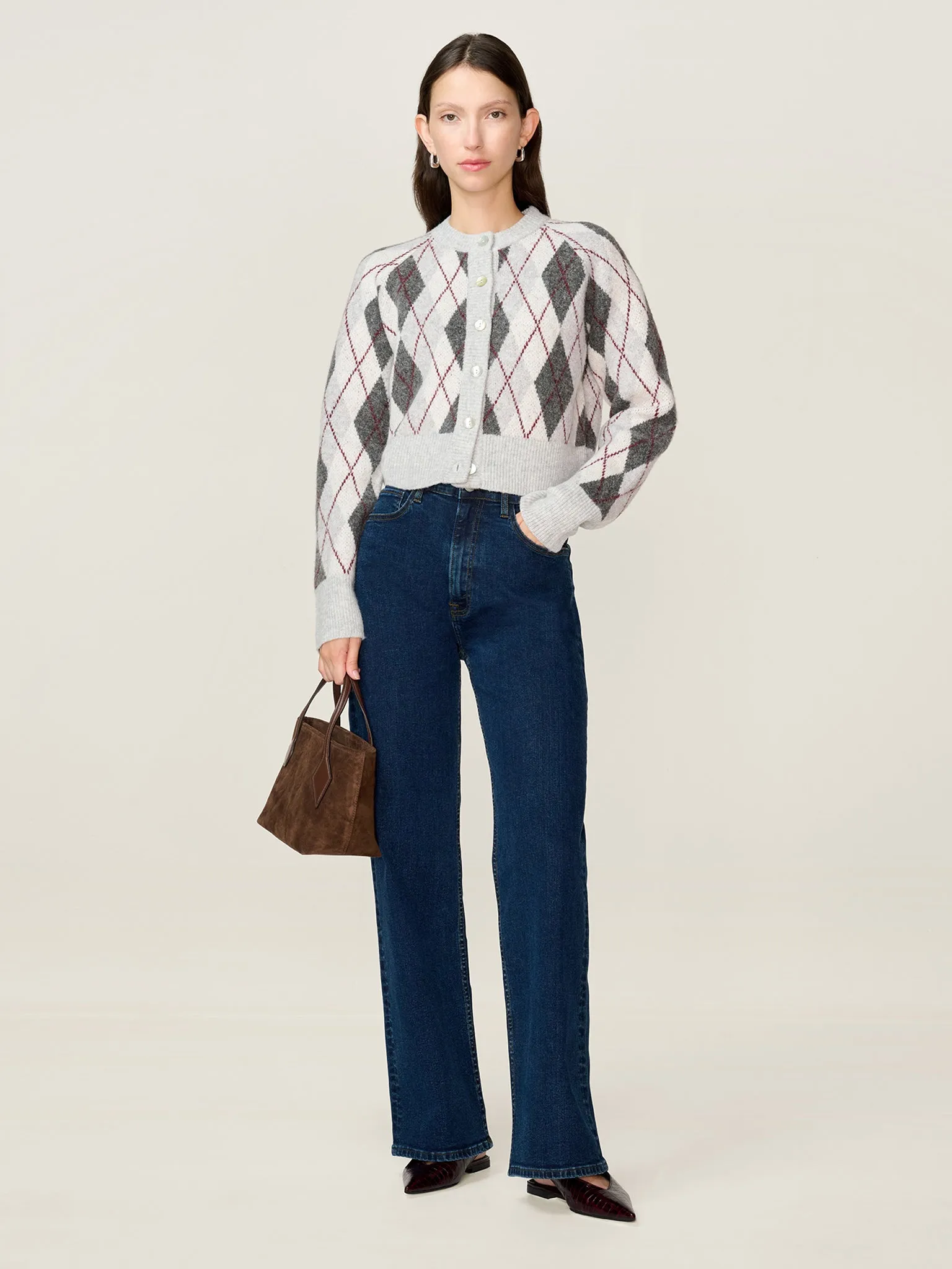 August Argyle Cardigan in Grey sold by Omnes