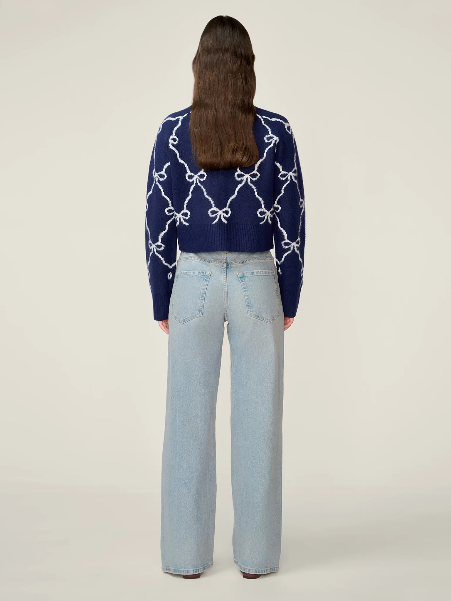 August Bow Check Cardigan in Navy sold by Omnes product image thumbnail 3