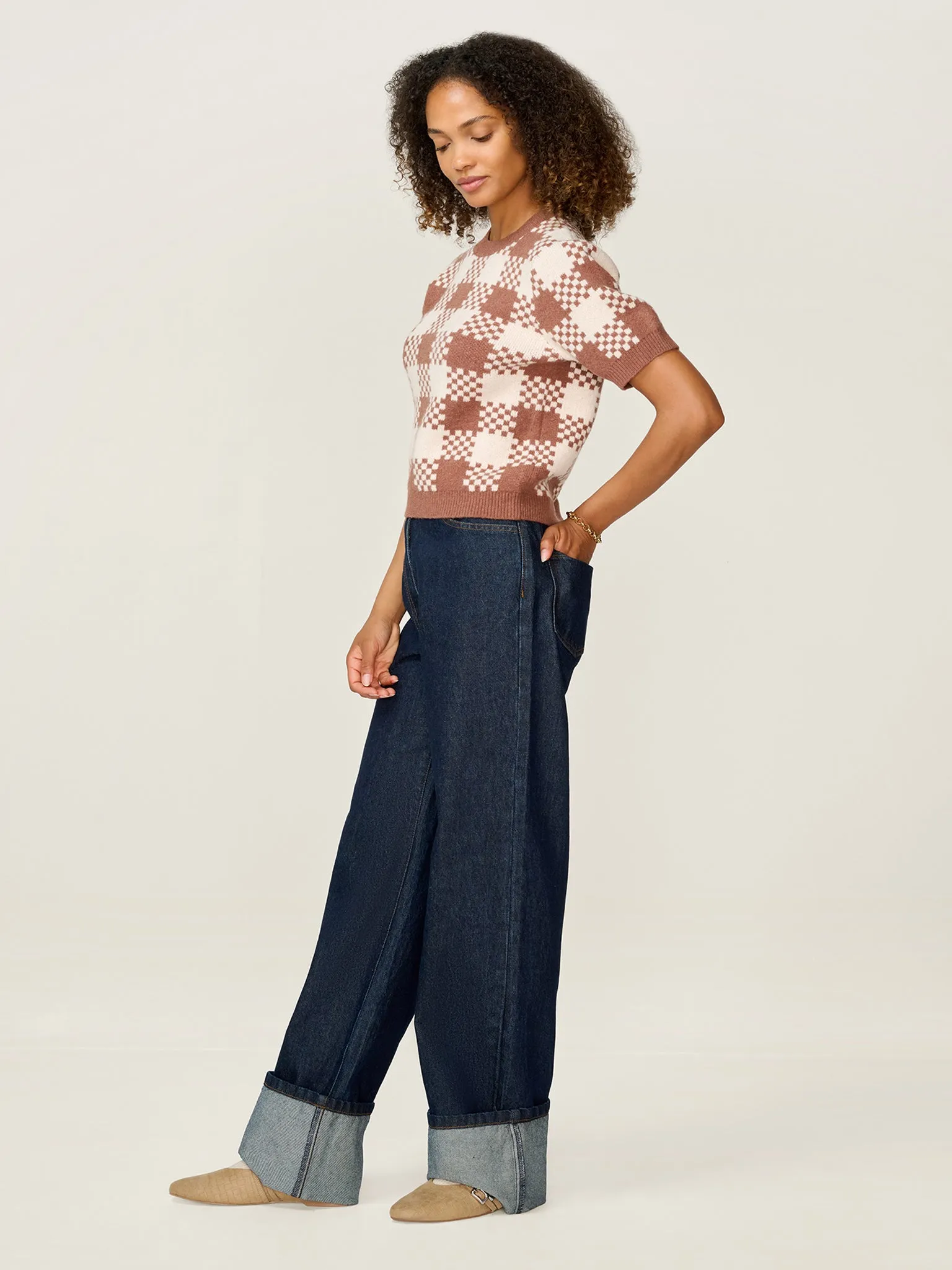 Lexi Weave Top in Brown and Cream sold by Omnes product image thumbnail 2