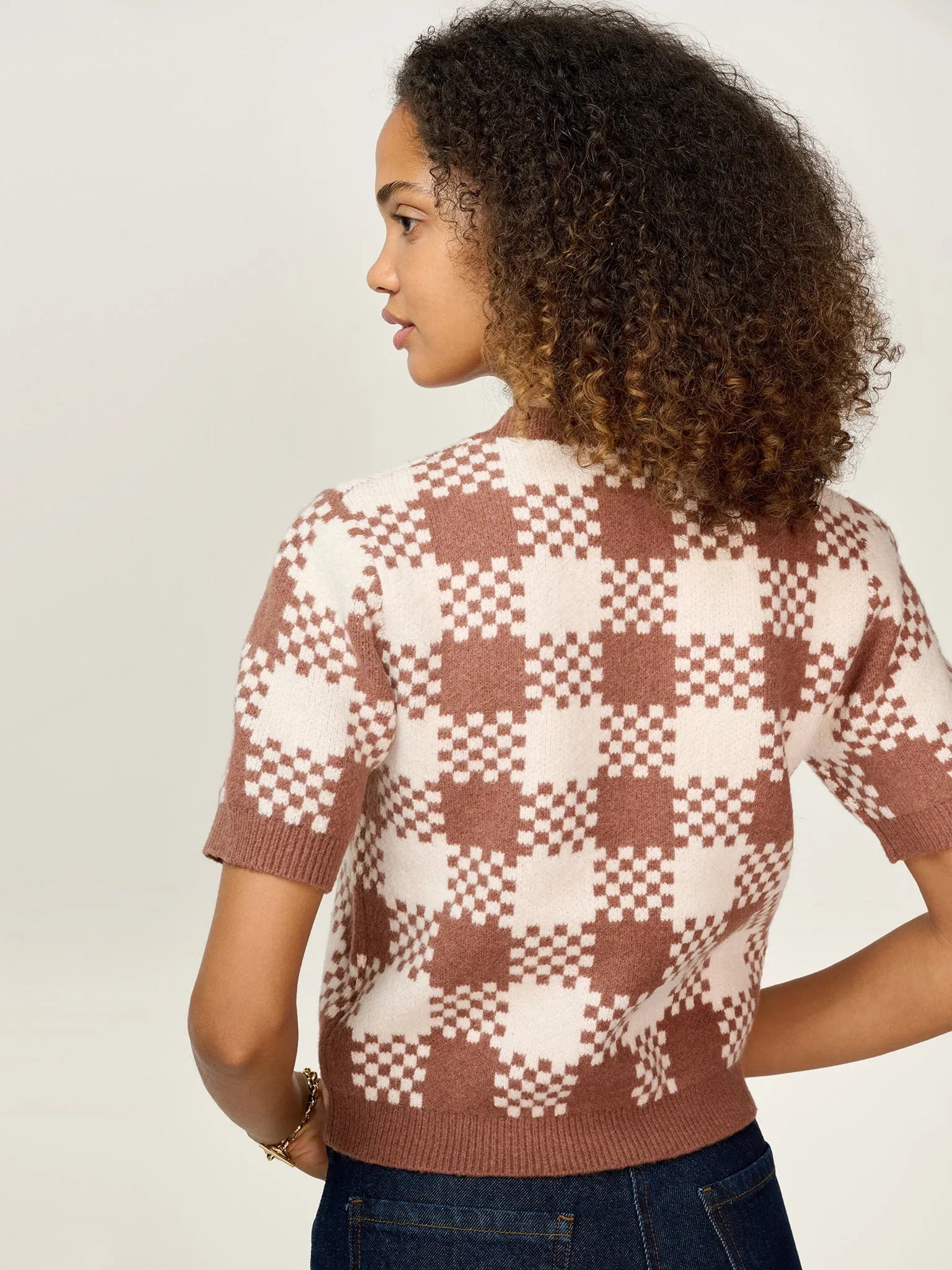 Lexi Weave Top in Brown and Cream sold by Omnes product image thumbnail 5