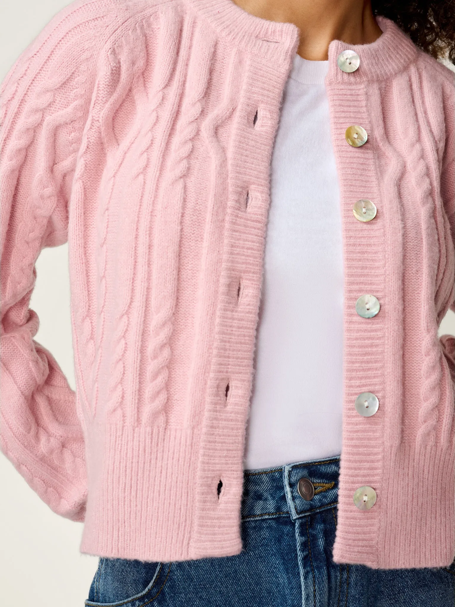 August Cable Cardigan in Light Pink sold by Omnes product image thumbnail 2
