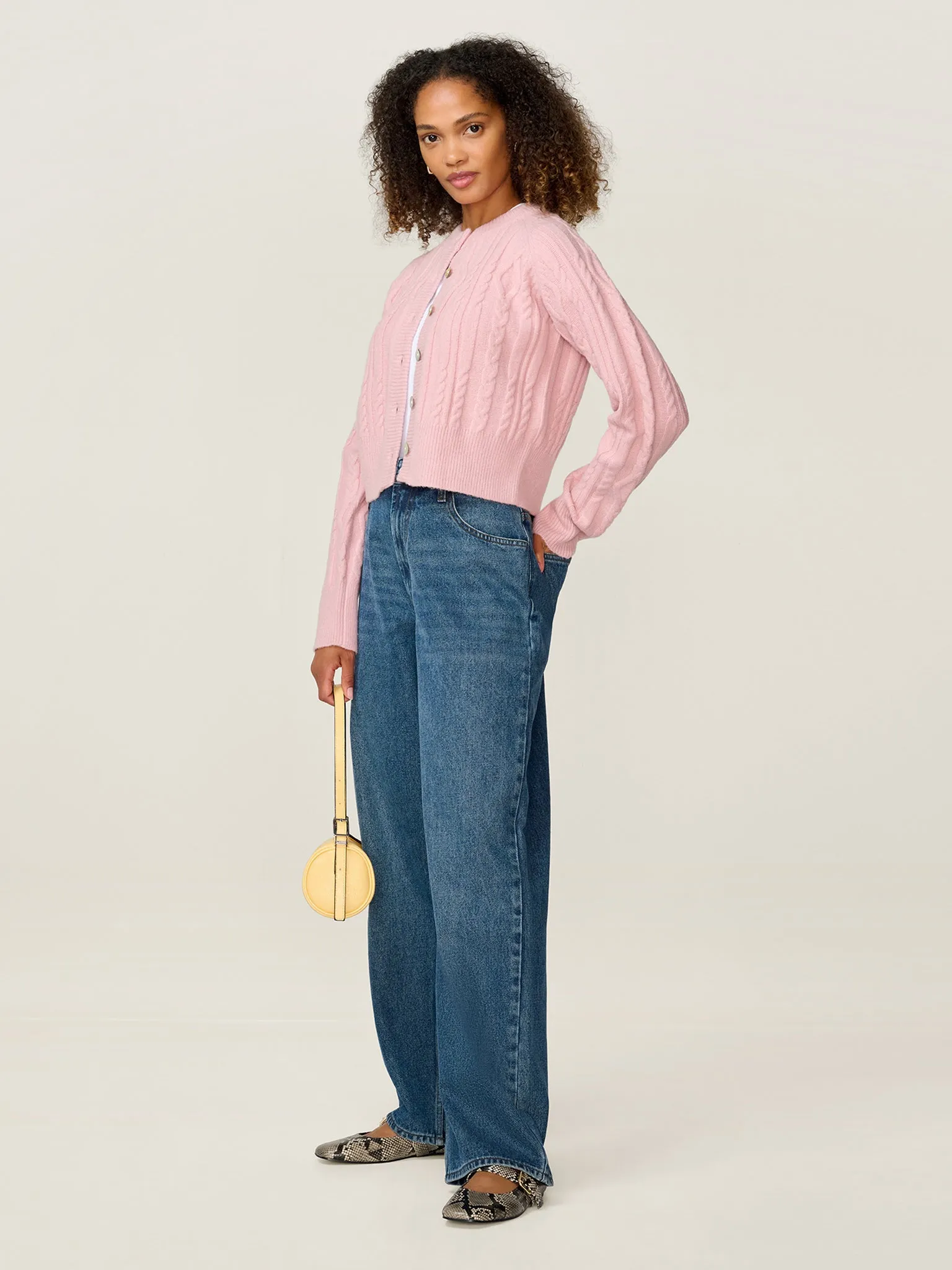 August Cable Cardigan in Light Pink sold by Omnes product image thumbnail 3