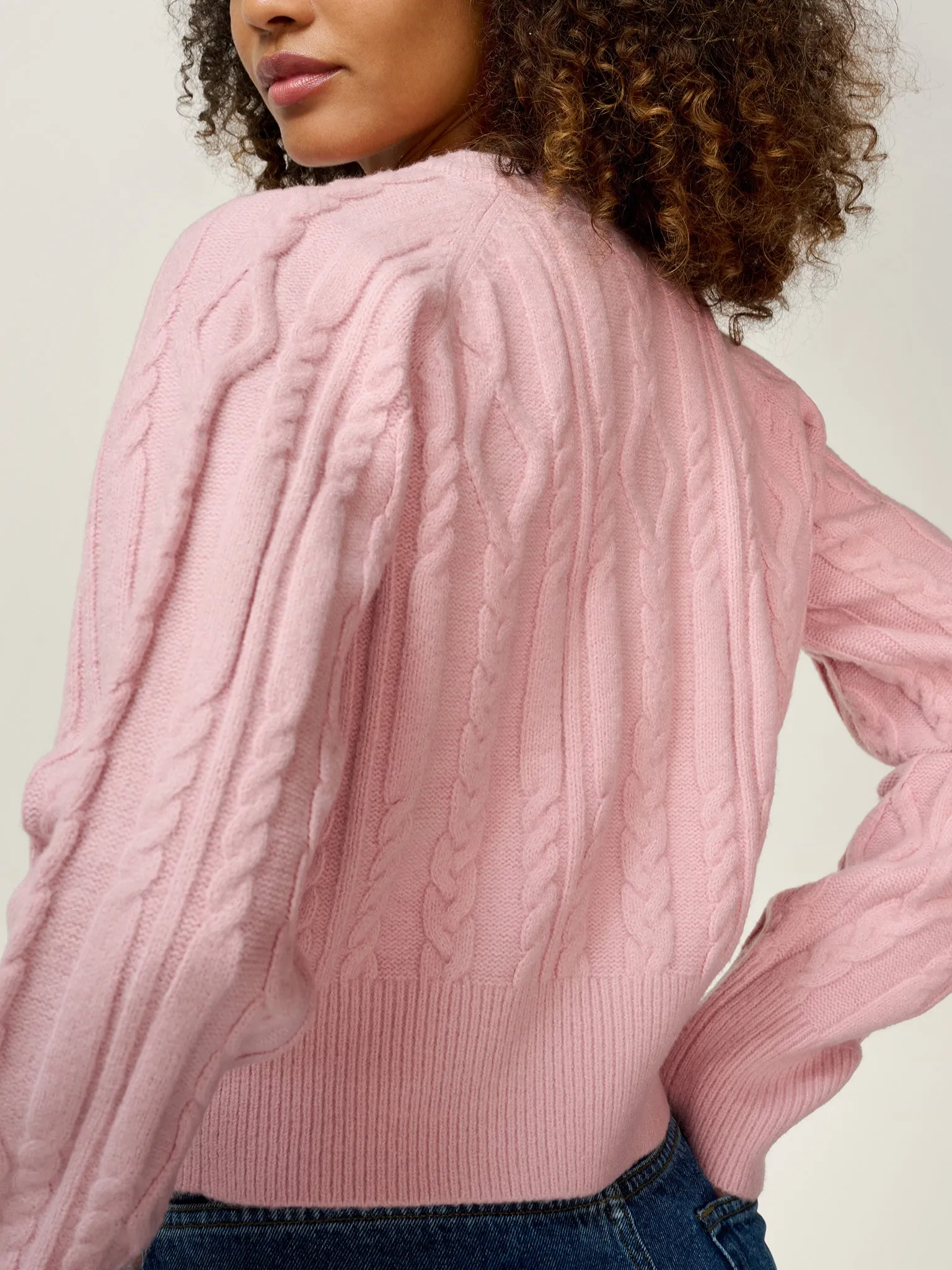 August Cable Cardigan in Light Pink sold by Omnes product image thumbnail 5