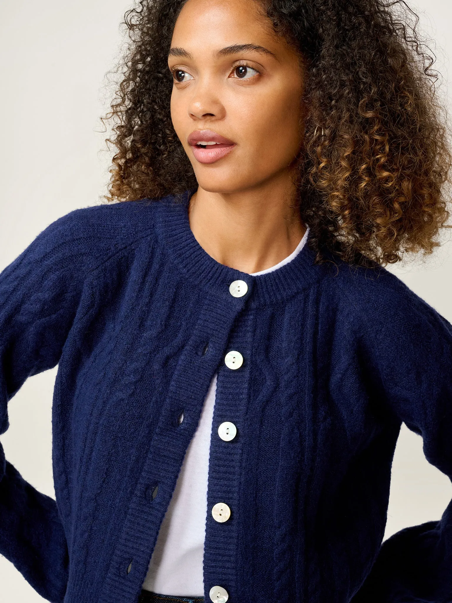 August Cable Cardigan in Navy sold by Omnes product image thumbnail 4