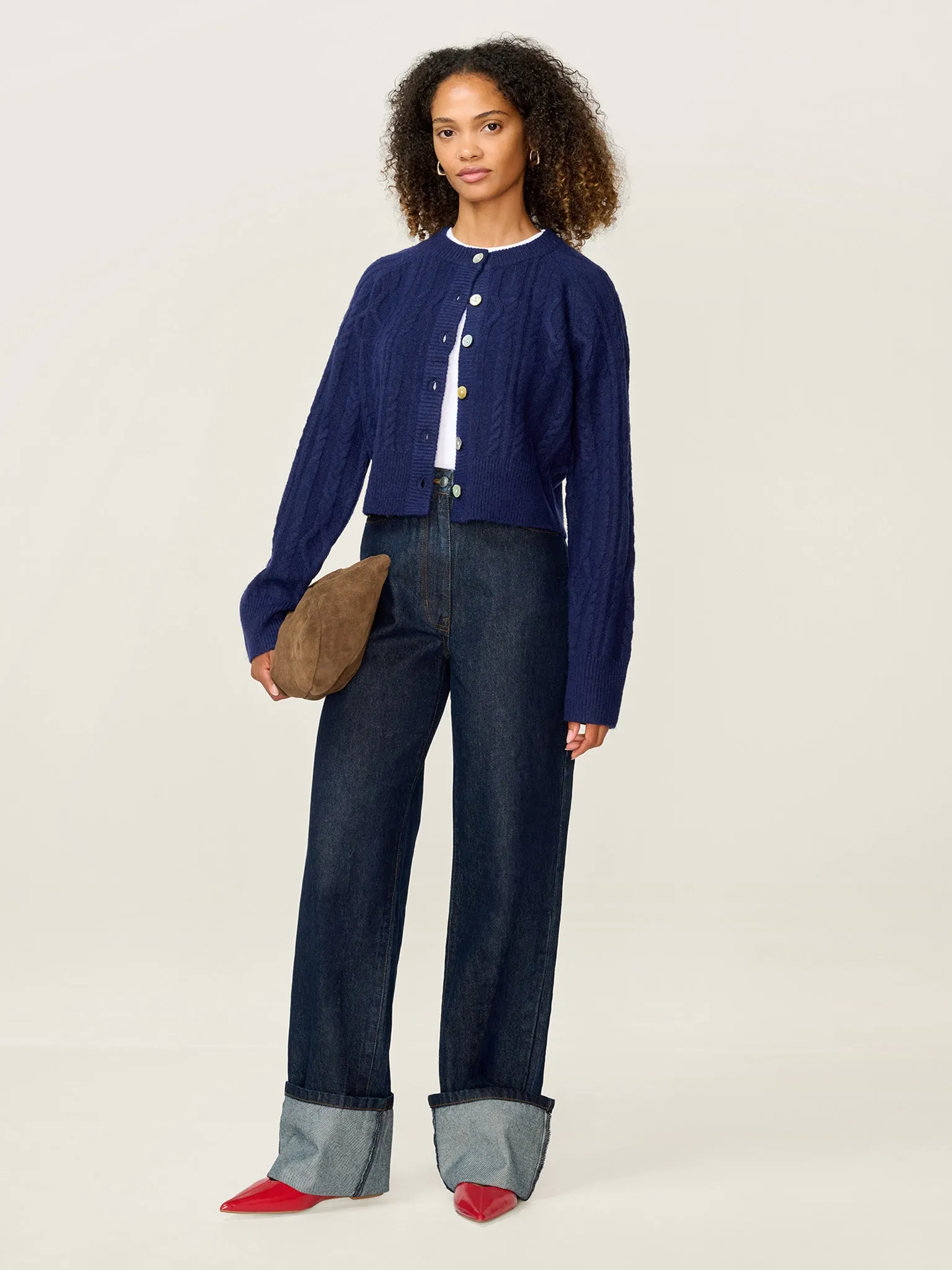 August Cable Cardigan in Navy sold by Omnes product image thumbnail 2