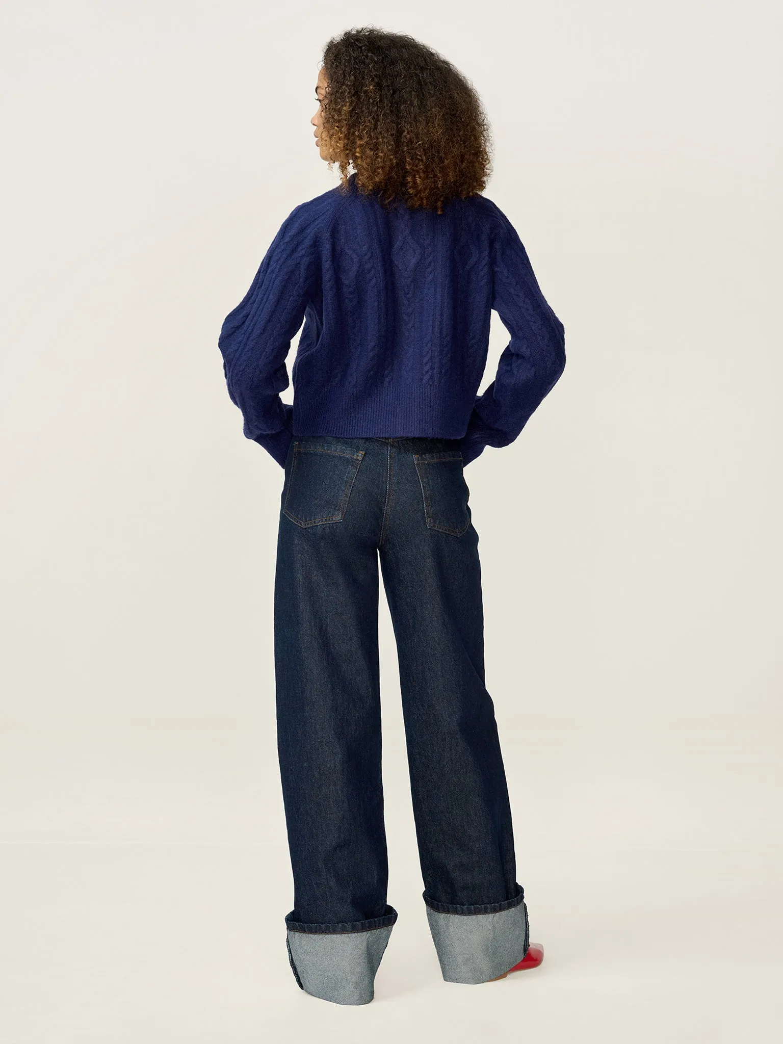 August Cable Cardigan in Navy sold by Omnes product image thumbnail 3