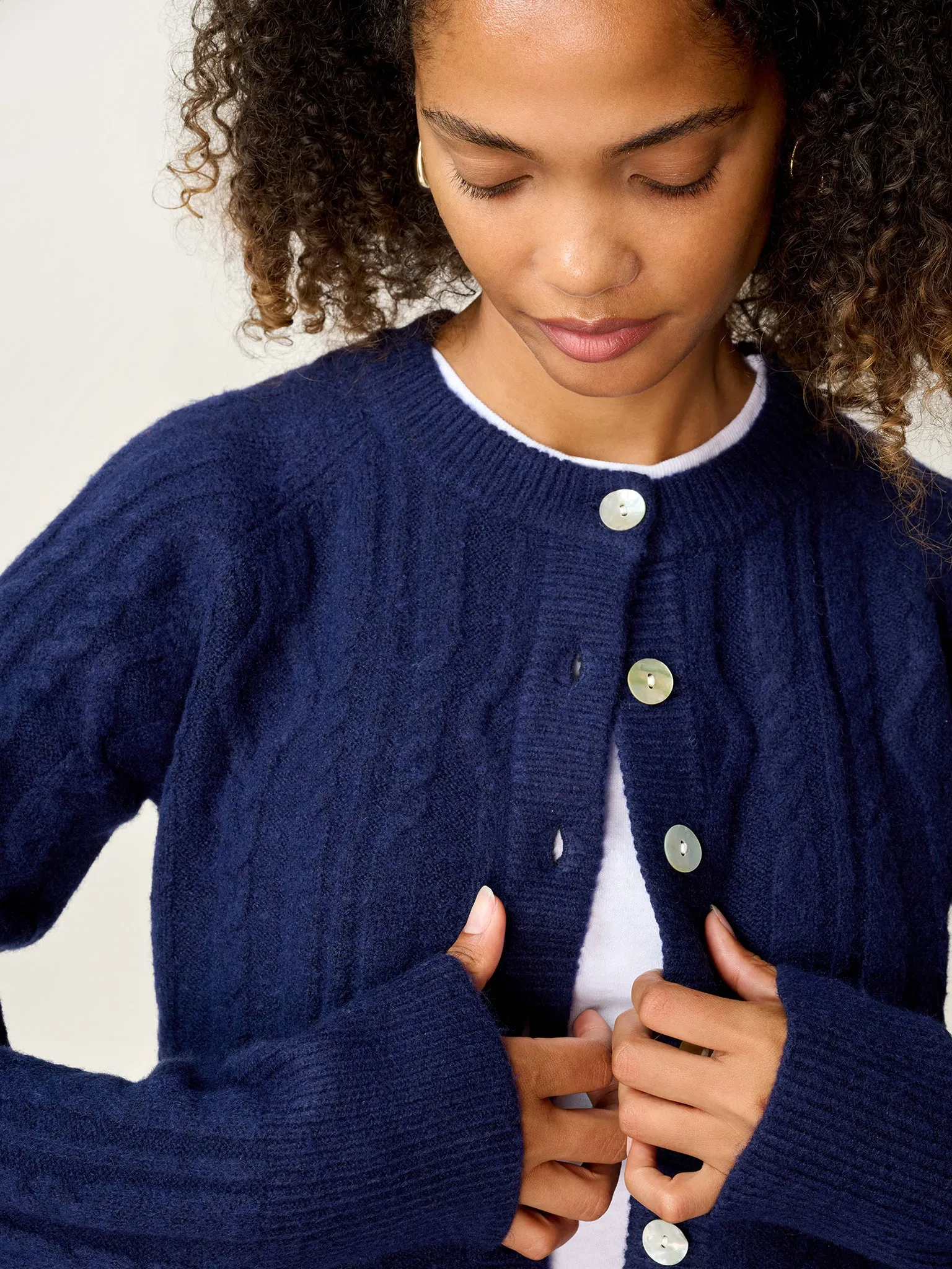 August Cable Cardigan in Navy sold by Omnes product image thumbnail 5