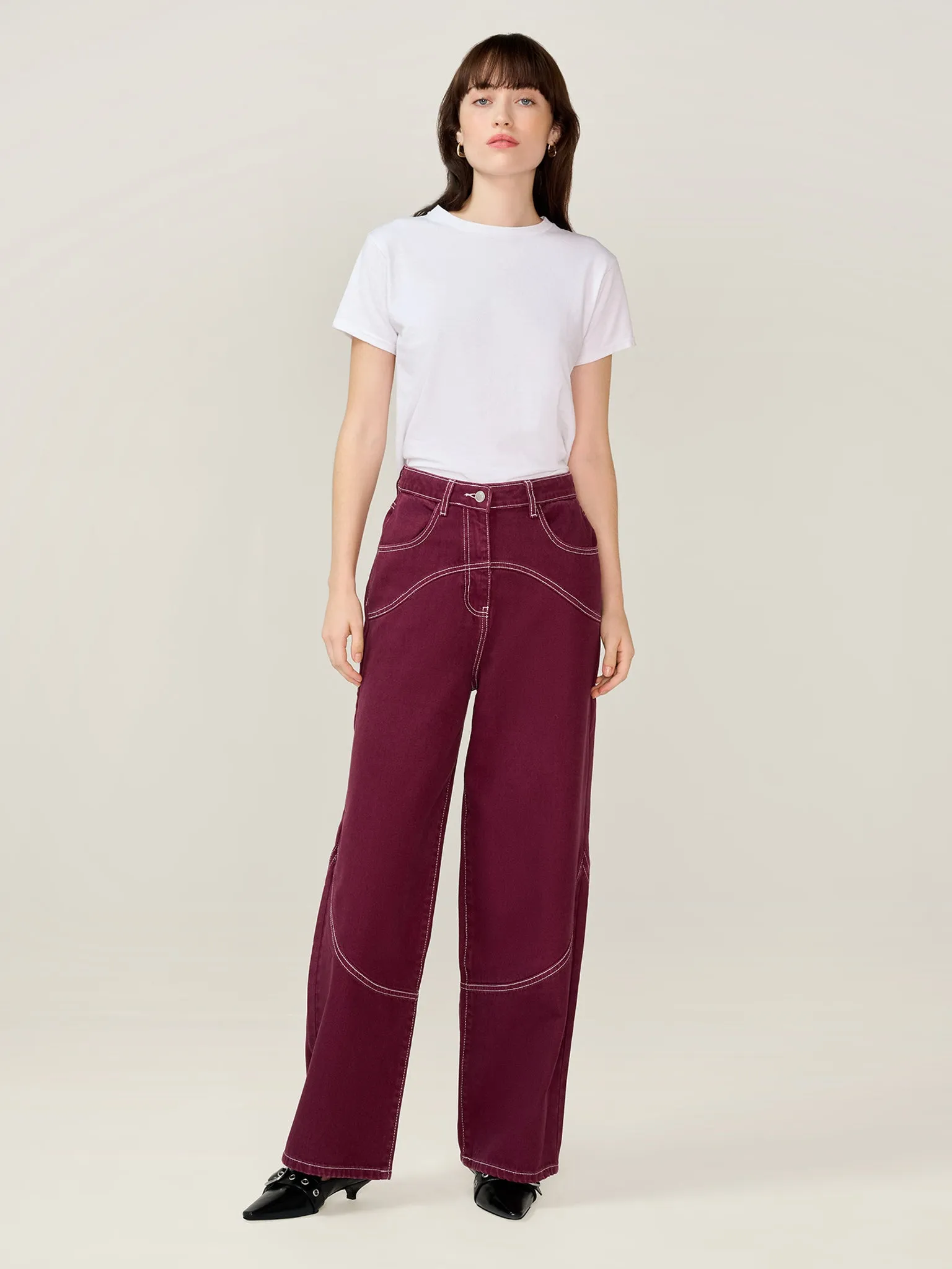 Zola Jean in Burgundy sold by Omnes