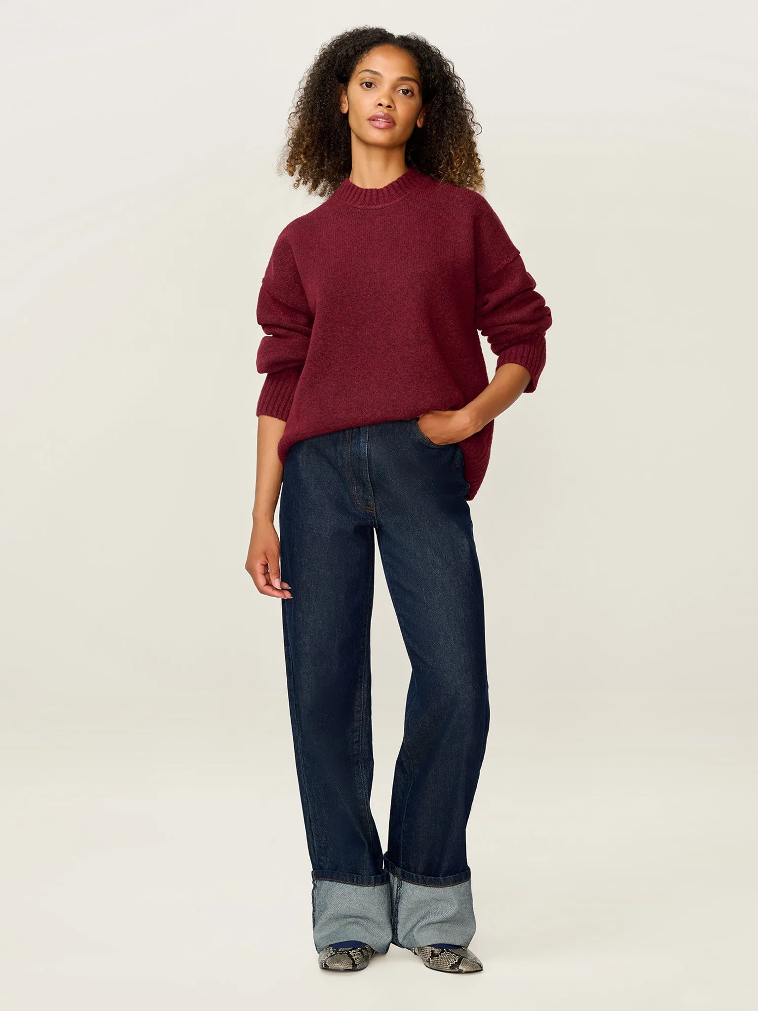 Bernie Turn Up Jean in Dark Indigo Wash sold by Omnes