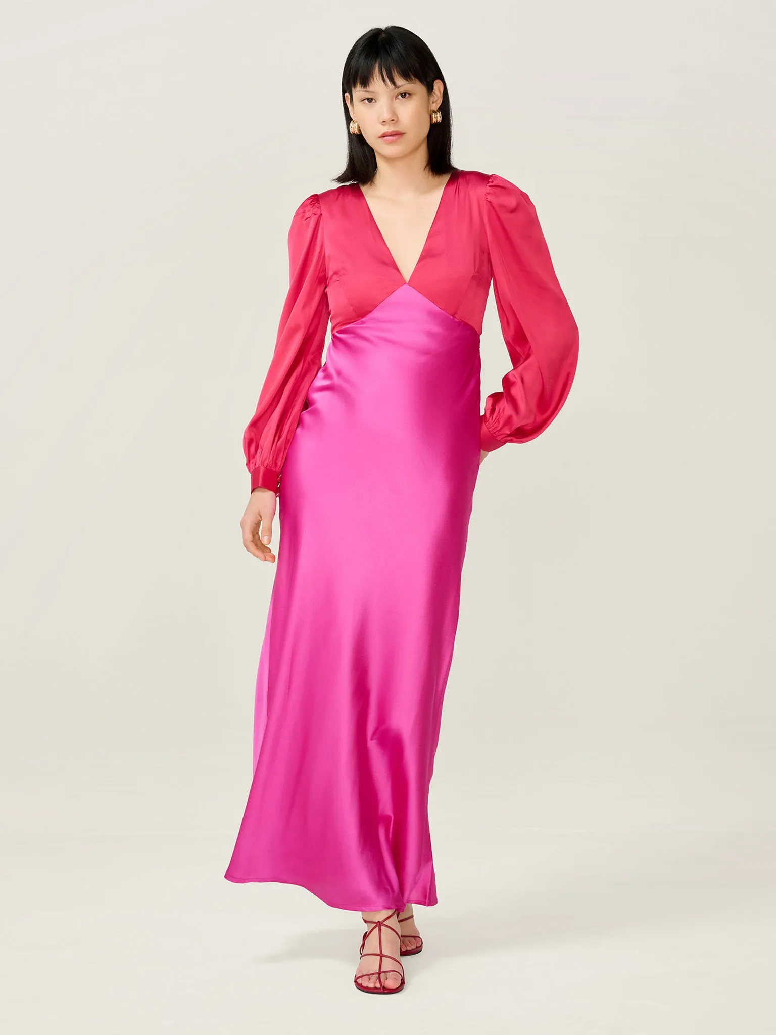 Francoise Dress in Red and Pink sold by Omnes