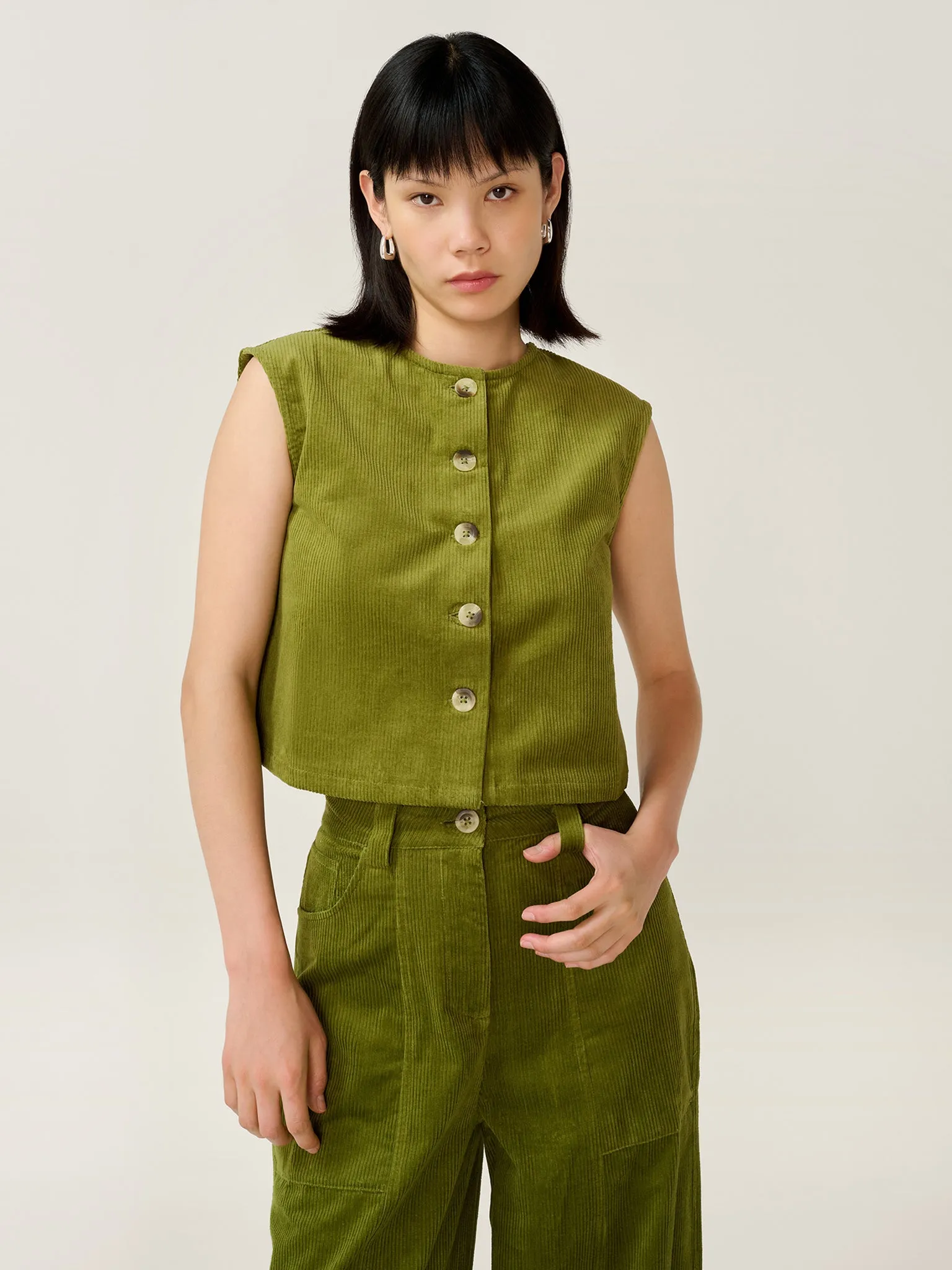 Cosme Cord Top in Moss Green sold by Omnes product image thumbnail 5