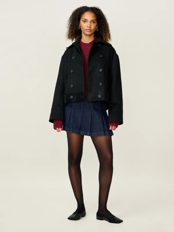 Clyde Wool Blend Jacket in Black sold by Omnes